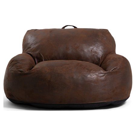 Create serene and cozy spaces. The Big Joe Serene Nestle Loveseat elevates your space while still providing comfort  for two! Filled with our patented never-goes-flat shredded foam and covered with our vegan leather, it will help create that chic design you are looking for. Pair it with other Big Joe Serene collection items to complete the full look. Color: Brown. Man Cave Couch, Alexander Aesthetic, Apt Aesthetic, Dorset Vermont, Mens Apartment Decor, Leather Bean Bag Chair, Future Furniture, Cozy Houses, Men Apartment