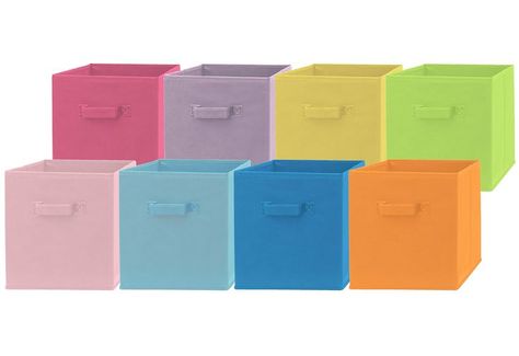 Pomatree Fabric Storage Bins - 8 Pack - Fun Colored Durable Storage Cubes | 2 Cube Baskets, Playroom Closet, Storage Bins Organization, College Dorm Room Essentials, Colorful Storage, Storage Cubes, Fabric Storage Boxes, Storage Cube, Felted Storage