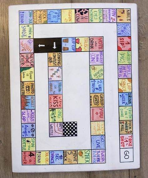 #gameboard #diy #inspiration #girlsnightout Blackout Board Drinking Game, Diy Gameboard, Homemade Board Game Ideas, Gameboard Ideas, Beer Olympics Party, Drinking Board, Bord Games, Drinking Board Games, Girls Night Games