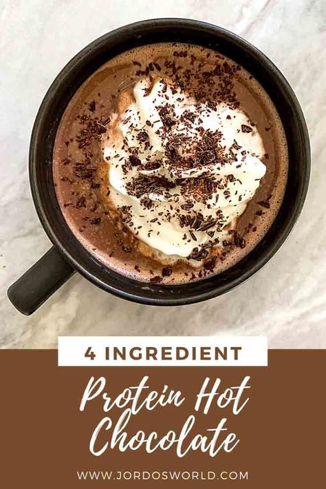 There's no doubt about it: it's hot chocolate season. But did you know that, with just four ingredients, it can become protein hot chocolate season? Now that there's no excuse, let's go! Protein Hot Chocolate Recipes, Hot Chocolate Protein Shake, Hot Chocolate With Cocoa Powder, Protein Hot Chocolate, Hot Chocolate Protein, Iced Hot Chocolate, Homemade Protein Powder, Hot Chocolate Ingredients, Hot Cocoa Mix Recipe