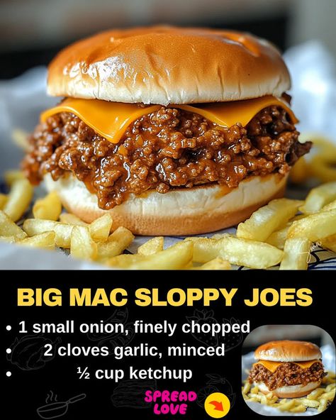 Big Mac Sloppy Joes Big Mac Sloppy Joe Recipe, Big Mac Sloppy Joe, Ground Turkey Sloppy Joes, Big Mac Sloppy Joes, Big Mac Sloppy, Bacon Cheeseburger Meatloaf, Beef Tips And Noodles, Sweet Pickle Relish, Cheeseburger Meatloaf