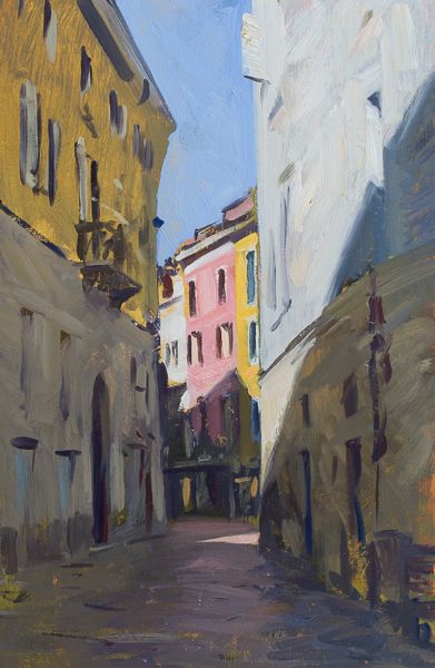 Plein air painting of Varese, Italy. Urban Painting, Building Painting, Street Painting, City Painting, Cityscape Art, Art Diary, East Hampton, Sag Harbor, City Street