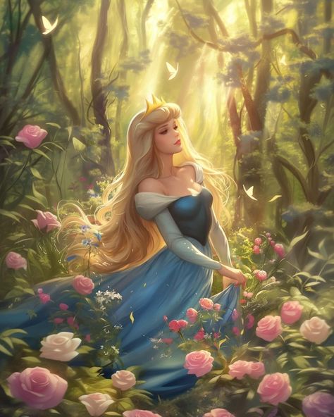 Princess Art Aesthetic, Sleeping Beauty Art, Sleeping Beauty Fairies, Disney Princess Artwork, Disney Fine Art, Disney Princess Fashion, Princess Wallpaper, Flower Painting Canvas, Disney Artwork