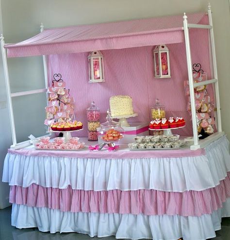 I love the food cabana! Rainbow Layer Cakes, 1st Birthday Celebration, Teddy Bear Party, Christening Party, Craft Booth, Sweet Candy, Candy Buffet, Childrens Party, Beautiful Table