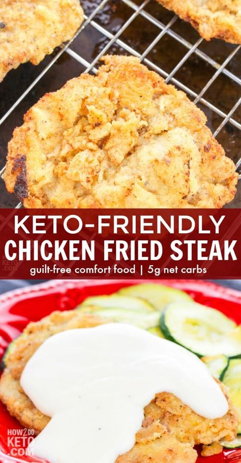 Keto Chicken Fried Steak, Chicken Fried Steak Recipe, Fried Steak Recipes, Low Carb Low Fat Recipes, Fried Steak, Low Carb Low Sugar, Chicken Fried Steak, Carb Dinner, Low Sugar Recipes