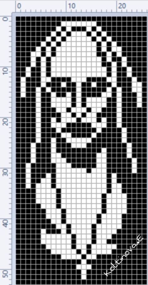 Horror Movie Graphgan, Horror Bead Pattern, Pixel Art Pattern Black And White, Horror Movie Pixel Art, Black And White Pixel Art Grid, Ghostface Pixel Art, Scary Pixel Art, Horror Pixel Art, Pixel Art Horror