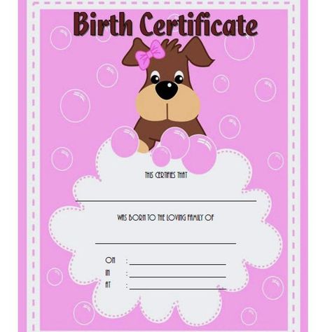 Pet Birth Certificate Template Free (7+ Editable Designs) within Pet Birth Certificate Template Pet Birth Certificate, Puppy Birth Certificate, Dog Adoption Certificate, Cat Birth, Dog Birth, Free Gift Certificate Template, Plastic Playing Cards, Birth Certificate Template, Free Puppies