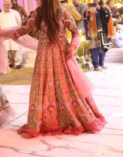 Beautiful most design valeema maxi for bride, or bride's sister available on order. Authentic most online brand , Whatsapp for more information +923317170502 Frill Maxi Dress Pakistani, Bride's Sister, Brides Sister, Pakistani Dresses, Online Branding, No Frills, More Information, Lehenga, Desi