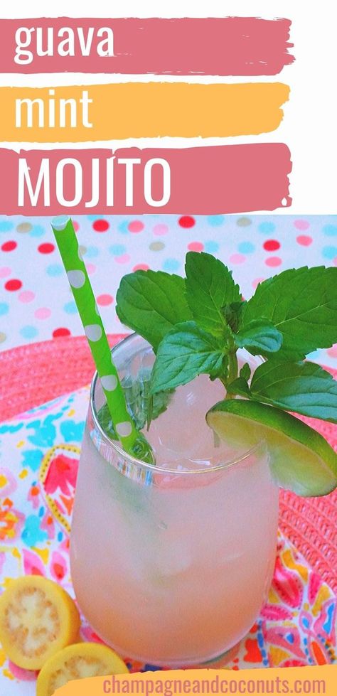 Guava Mojito Recipe, Guava Mojito, Mojito Recipes, Mojito Mix, Guava Nectar, Mint Cocktails, Pink Guava, Wedding Drinks, Mint Mojito