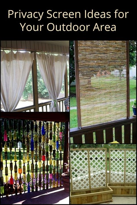 Does your outdoor living area need a little more privacy? Here are some great DIY ideas for creating privacy screens for an outdoor refuge! Diy Privacy Screen Outdoor, Porch Privacy Screen, Privacy Screen Outdoor Diy, Privacy Screen Ideas, Porch Privacy, Boho Outdoor Space, Privacy Screen Deck, Yard Privacy, Diy Carport