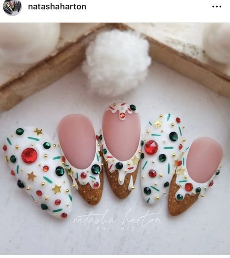 Cute Christmas Nails, Xmas Nails, Christmas Nail Designs, Christmas Nail, Christmas Nail Art, Funky Nails, Pretty Acrylic Nails, Manicure E Pedicure, Cute Acrylic Nails