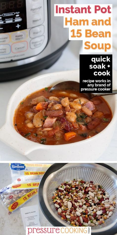 Crockpot 15 Bean Soup, 15 Bean Soup Instant Pot, 13 Bean Soup Recipe, Instant Pot 15 Bean Soup, Soup In Instant Pot, Noom Meals, 15 Bean Soup, Pressure Cooking Today, Soup Ideas