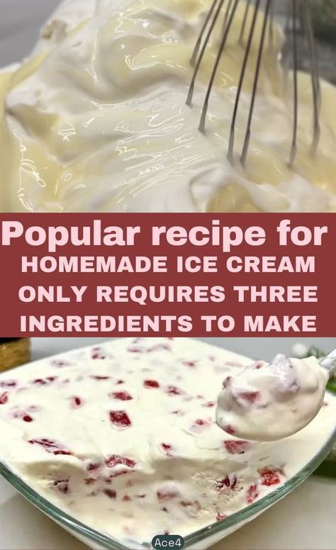 3 Ingredient Ice Cream, Best Ice Cream, Ice Cream Recipe, Delicious Cake, Strawberry Ice Cream, Three Ingredient, Homemade Ice, Food Source, Homemade Ice Cream