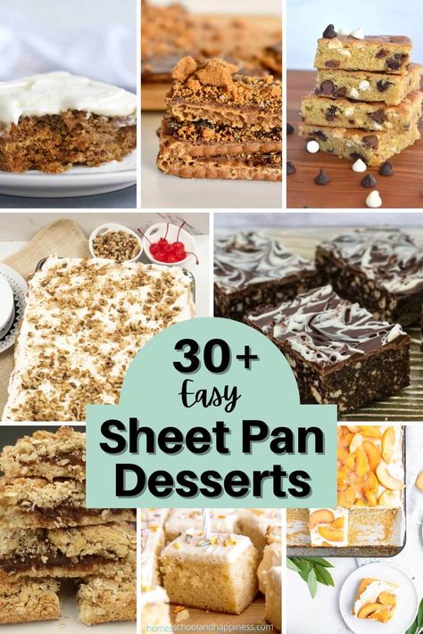 Easy Sheet Pan Desserts That Are Crowd Pleasing Sheet Pan Multiple Desserts, Easy Sheet Pan Bars, Sheet Pan Treats, 8 Desserts In One Sheet Pan, Easy Sheet Pan Desserts For A Crowd, Tray Bakes Desserts, Easy Sheet Pan Desserts, Pan Desserts For A Crowd, Sheet Pan Desserts For A Crowd