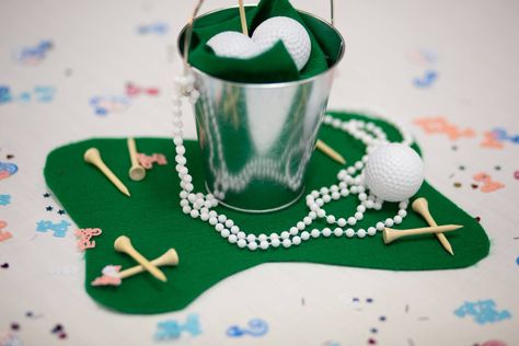 Putters Or Pearls Gender Reveal Ideas, Putter Or Pearls Gender Reveal, Putters Or Pearls, Golf Theme Gender Reveal Party, Golf Gender Reveal Ideas, Putters Or Pearls Gender Reveal, Golf Themed Gender Reveal, Golf Gender Reveal, Pearl Baby Shower