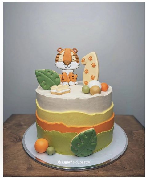 Baby 1st Birthday Cake, Tiger Cake, Safari Animals Birthday, 3 Cake, Monkey Cake, Tiger Birthday, Animals Birthday, Baby 1st Birthday, 1st Birthday Cake