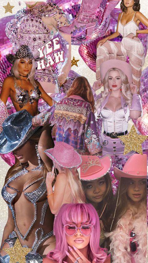 Disco cosmic space cowboy / cowgirl theme aesthetic Cowgirl Glam Aesthetic, Glitzy Cowgirl Party, Disco Cowboy Theme Party, Intergalactic Cowgirl, Cosmic Cowgirl Bachelorette, Glitter Cowgirl Outfit, Cosmic Cowgirl Aesthetic, Glitter Cowgirl Aesthetic, Cosmic Cowgirl Outfit