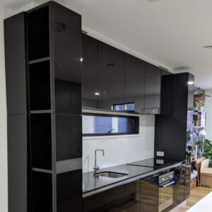 Can You Paint High Gloss Kitchen Cupboards? - We Spray uPVC Gloss Kitchen Cupboards, Glossy Kitchen Cabinets, Kitchen Cabinets Black And White, Black Gloss Kitchen, Kitchen Respray, High Gloss Kitchen Cabinets, Gloss Kitchen Cabinets, Kitchen Cabinets Before And After, Glossy Kitchen