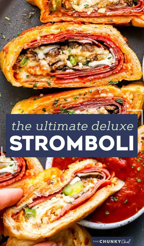 Lunch Meat Stromboli, Stromboli Italian, Stromboli Recipe Easy, Pizza Marinara, Homemade Stromboli, Store Bought Pizza Dough, Stromboli Recipe, Pizza Stromboli, Dough Pizza