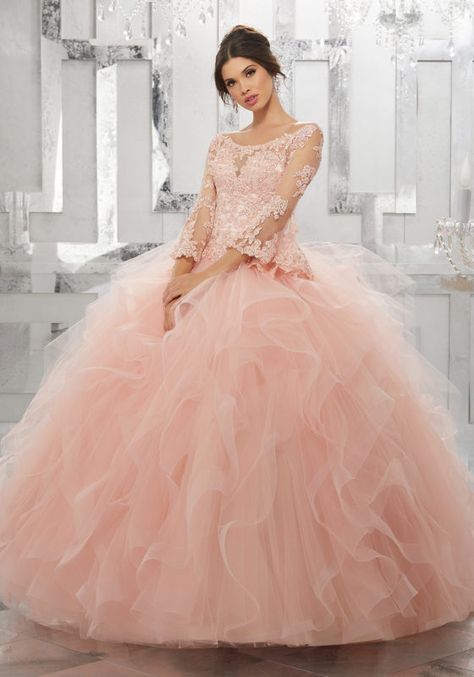 Browse Quinceañera Collection Quinceañera! What a special day in a young woman’s life! It is your moment, your passage, not… Turquoise Quinceanera Dresses, Mori Lee Quinceanera Dresses, Illusion Lace Dress, Dress Quinceanera, Quinceñera Dresses, Tulle Balls, Pretty Quinceanera Dresses, Quince Dress, Satin Tulle