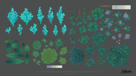 ArtStation - Elodie - Forest Biome Foliage 3d Foliage, Stylized Foliage, Forest Biome, Stylized Environment, Witch Hut, Environment Projects, Game Textures, Concept Art Tutorial, Hand Painted Textures