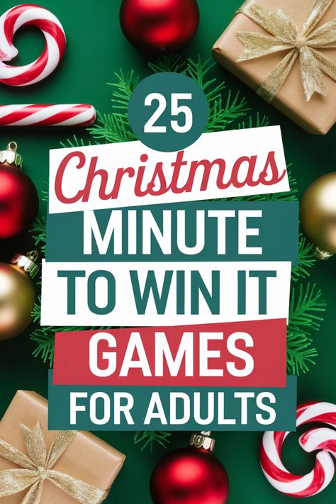 Looking for some fun and festive activities to keep the adults entertained during the holiday season? Check out these 25 Christmas Minute to Win It Games designed specifically for grown-ups! From hilarious challenges to friendly competitions, these games are sure to add a lot of laughter and joy to your holiday gatherings. Whether you're hosting a party or just want to spice up your family get-togethers, these easy games are a great way to create lasting memories and bond with loved ones. Minute To Win It Team Games Christmas, Party Games Christmas Families, Hilarious Family Christmas Games, Christmas Minutes To Win It Games, Christmas Min To Win It Games, Holiday Games Adult, Office Holiday Activity Ideas, Tropical Christmas Party Games, Christmas Games For Adults Drinking