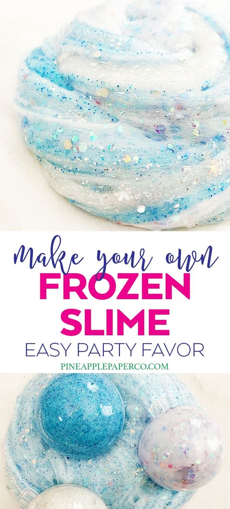 Frozen Themed Food, Frozen Birthday Party Favors, Frozen Slime, Glitter Slime Recipe, Frozen 3rd Birthday, Frozen Birthday Party Decorations, Frozen Party Favors, Elsa Birthday Party, Blue Jello