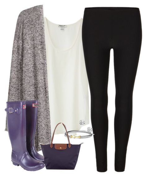 "purple hunters" by tex-prep ❤ liked on Polyvore featuring Nieves Lavi, H&M, Hunter, AllSaints, David Yurman, Tory Burch and Longchamp Purple Hunter Boots Outfit, Fall Leggings Outfit, Purple Hunter Boots, Rainboots Outfit, Hunter Boots Outfit, Purple Boots, Black Rain, Fall Leggings, Nike Outlet