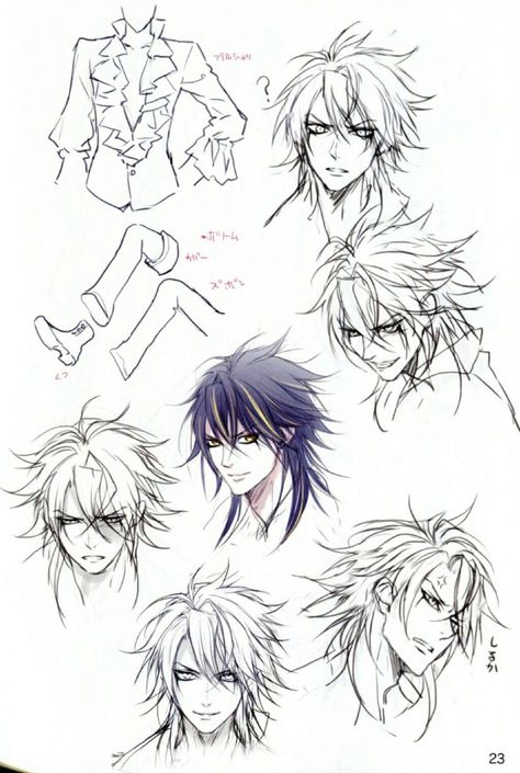 Usuba Kagerou, Head Positions, Male Manga, Drawing Male Hair, Drawing Male, Expression Sheet, Character Design Cartoon, Manga Hair, Drawing Manga