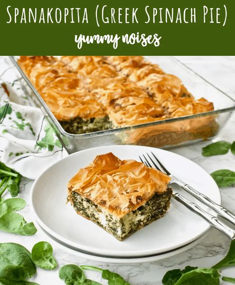 Spanakopita (Greek Spinach Pie) - Yummy Noises Greek Pastry, Spanakopita Recipe, Lebanese Garlic Sauce, Greek Spinach, Greek Spinach Pie, Crepe Suzette, Greek Pastries, Spinach Pie, Top Chicken Recipes