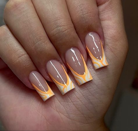 Lux Nails, Nail Drawing, French Manicure Nails, Short Square Acrylic Nails, Orange Creamsicle, Pink Acrylic Nails, Square Acrylic Nails, Pretty Acrylic Nails, Summer Nail