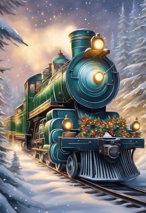 Christmas Train Illustration Christmas Trains, Train Wallpaper, Train Illustration, Old Steam Train, Large Puzzle Pieces, Whatsapp Wallpaper Cute, Train Art, Steam Train, Fairytale Castle