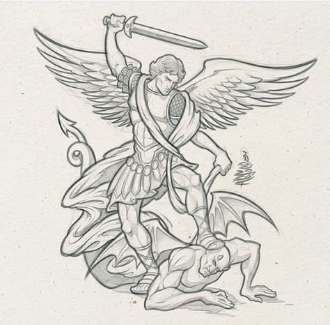 St Michael Tattoo Stencil, Archangel Michael Drawing, Demon Tattoo Drawing, St Michael Drawing, Tattoo Art Drawings Design, Horns Sketch, Angel Tattoo Stencils, Angel Tattoo Drawings, Angel Drawing Easy