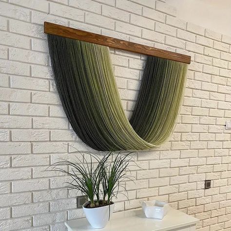 Macrame Yarn Hanging Gift Mom Bedroom Wall Hanging Geometric - Temu Dip Dye Wall Hanging, Green Dip, Fringe Wall, Yarn Hanging, Yarn Wall Art, Driftwood Wall Art, Textile Wall Hangings, Yarn Wall, Bedroom Wall Hangings