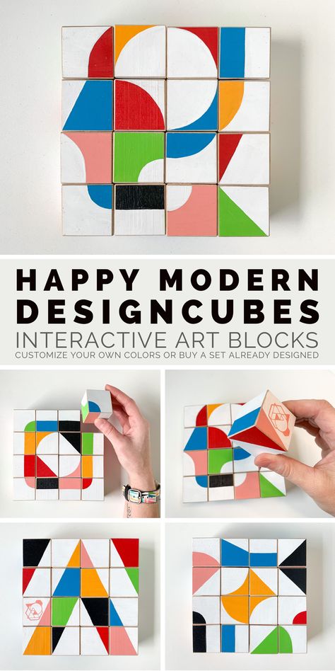 Wooden Block Art, Wooden Block Puzzle, Wood Block Art, Art Sets For Kids, Delray Beach Florida, Block Puzzle, Open Ended Play, Cube Design, Interactive Art