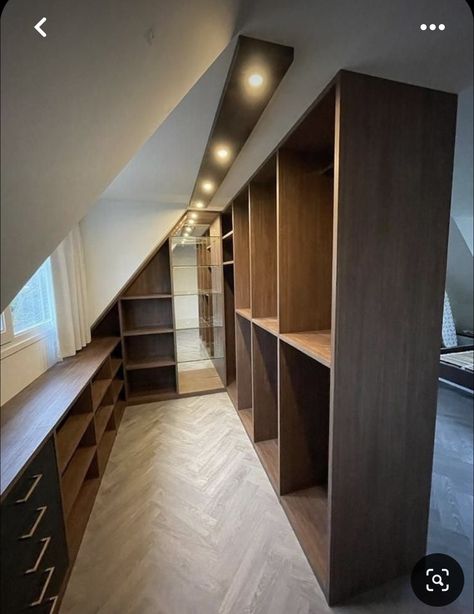 Loft Conversion Bedroom, Dressing Room Design Luxury, Attic Bedroom Storage, Dressing Room Design Small Space, Attic Closet, Attic Bedroom Designs, Closet Design Layout, Attic Bedrooms, Room Design Modern