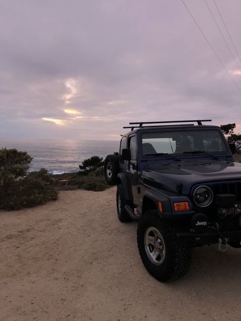 navy blue jeep wrangler @ big sur Navy Blue Jeep Wrangler, Navy Blue Jeep, Types Of Jeeps, Blue Jeep Wrangler, Cape Cod Aesthetic, Jeep Baby, Blue Jeep, Wrangler Tj, Jeep Wrangler Tj