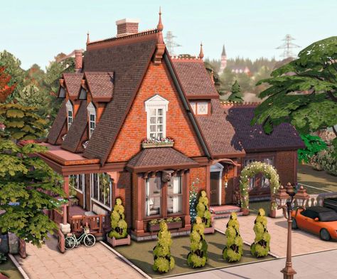 House Sims 4, Sims Inspiration, Sims 4 House Plans, Sims 4 House Building, Sims 4 House Design, Sims Building, Sims House Design, Los Sims, Cottage Art