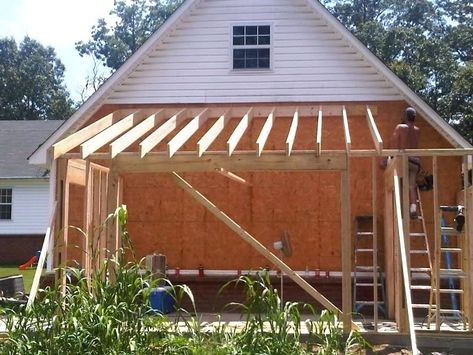 Shed Lean To Addition, Addition To Garage, Shed Addition, Lean To Carport, Cottage Extension, Lean To Roof, Garage Addition, Lean To Shed, Porch Addition