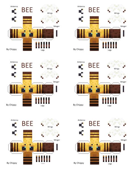 Diy Minecraft Decorations, Minecraft Room Decor, Foldables Templates, Minecraft Bee, Bee Template, Minecraft Printables, Diy Minecraft, Minecraft Room, Instruções Origami