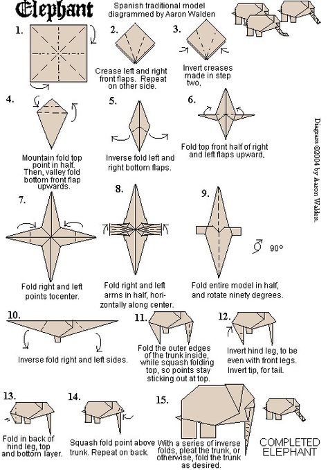 Elephant oragami -- @Audrey Thompson  I'd love to make these into a mobile for the baby Origami Elephant Instructions, Dragon Origami, Origami Yoda, Origami Elephant, Origami Swan, Origami Diagrams, Origami Decoration, Origami Bookmark, Origami Envelope