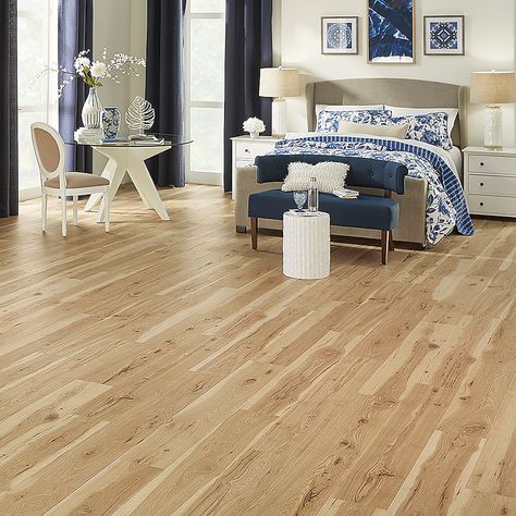 Pergo TimberCraft Elite Misty Dawn Hickory 12-mm Thick Waterproof Wood Plank 8.35-in W x 54.33-in L Laminate Flooring (22.04-sq ft) in the Laminate Flooring department at Lowes.com Antique Linen Hickory Pergo, Misty Dawn Hickory Pergo, Natural Wood Laminate Floor, Laminate Wood Flooring Bedroom, Pergo Timbercraft Flooring, Laminate Wood Flooring, Waterproof Wood, Misty Dawn, Natural Wood Flooring