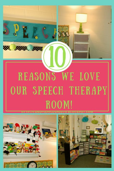 Therapy Room decor/ speech therapy room/ classroom decor/ therapy room ideas/ therapy room organization/ classroom ideas/ therapy room office space How To Decorate A Speech Therapy Room, Small Speech Room, Preschool Speech Therapy Room Decor, Decorate Speech Therapy Room, Speech Room Decorations, Slp Classroom Ideas, Small Speech Therapy Room, Speech Classroom Set Up, Speech Room Bulletin Boards