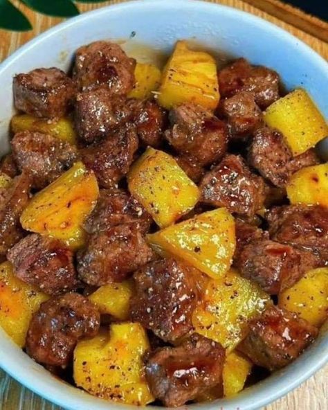 Butter Steak Bites And Potatoes, Steak Bites And Potatoes, Garlic Butter Steak Bites, Butter Steak Bites, Air Fryer Garlic, February Quotes, Recipes Air Fryer, Butter Steak, Garlic Butter Steak