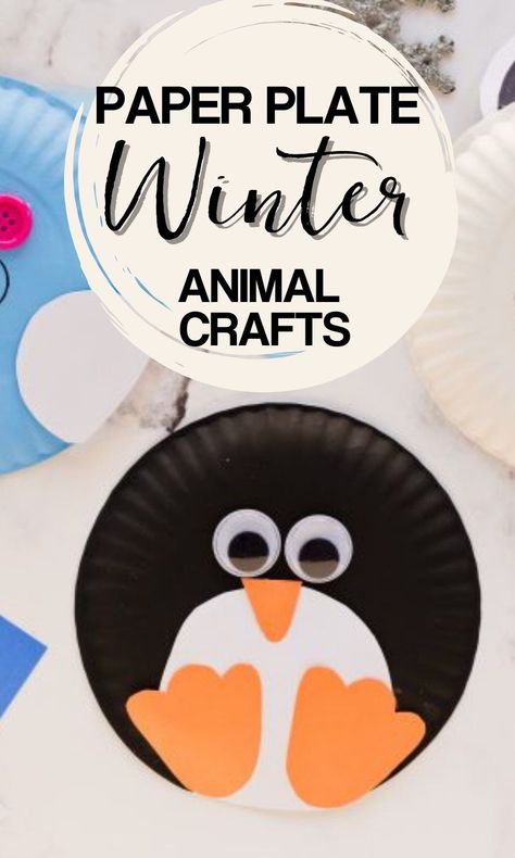 These Paper Plate Winter Animals are a fun craft for the kids! All you need are a few supplies to make a penguin, narwhal, and polar bear! January Winter Crafts For Kids, Polar Animal Crafts Preschool, Toddler Penguin Crafts, Polar Crafts For Kids, Pre K Penguin Crafts, Paper Plate Animals Crafts, Penguins Crafts For Toddlers, Polar Animals Toddler Activities, Penguins Activities For Preschoolers