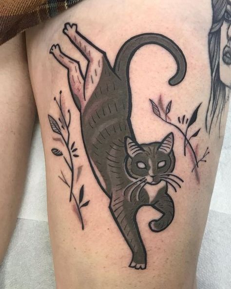 Halloween Cat Tattoo, Black Cat Tattoos, Cat Biting, Instagram Portrait, Body Modifications, Animal Tattoos, Body Mods, Cat Tattoo, Halloween Cat