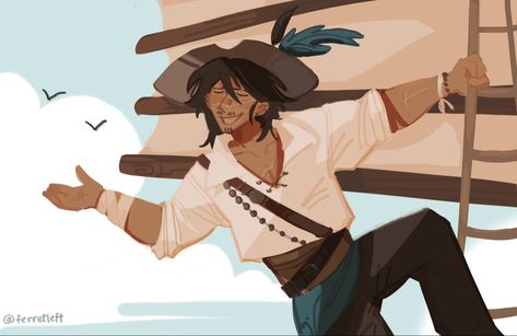 #art #pirate #artinspo #artfight art belongs to me! character belongs to @/Fishgl0ry on artfight Cool Pirate Art, Pose Reference Pirate, Pirate Pose Reference, Pirate Drawing Male, Pirate Drawing Reference, Pirate Character Design Male, Male Pirate Oc, Pirate Oc Art, Pirate Oc Male