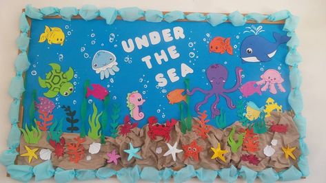 Nursery Class Decoration, Under The Sea Decorations, Ocean Theme Classroom, Carnival Of The Animals, School Board Decoration, Paper Party Decorations, Preschool Classroom Decor, Preschool Arts And Crafts, Sea Crafts