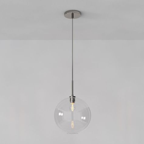 Sculptural Glass Globe Pendant Light - Clear (14") | West Elm Canopy Glass, Glass Globe Pendant Light, Smart Bulbs, Hallway Entryway, Globe Pendant Light, Metal Canopy, Globe Pendant, Wood Pendant, Modern Ceiling Light