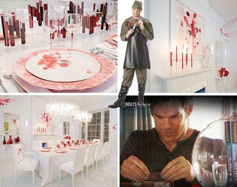 Dexter party Dexter Party Ideas, Dexter Halloween Party, Dexter Halloween Decorations, Dexter Themed Party, Dexter Costume, Dexter Party, Dexter Halloween, Amy Lau, Stephanie Edwards